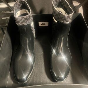 Coach Glossy Black Ankle Boots